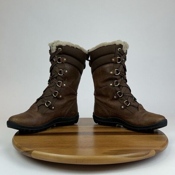 Womens TImberland Mount Hope Mid Fur Brown Leather Winter‎ Trail Boots Size 7 M - Picture 6 of 10